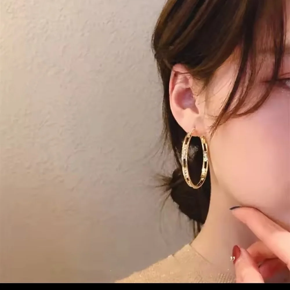 Luxury Gold Hoop‎ Earrings Women's Rhinestone New f89